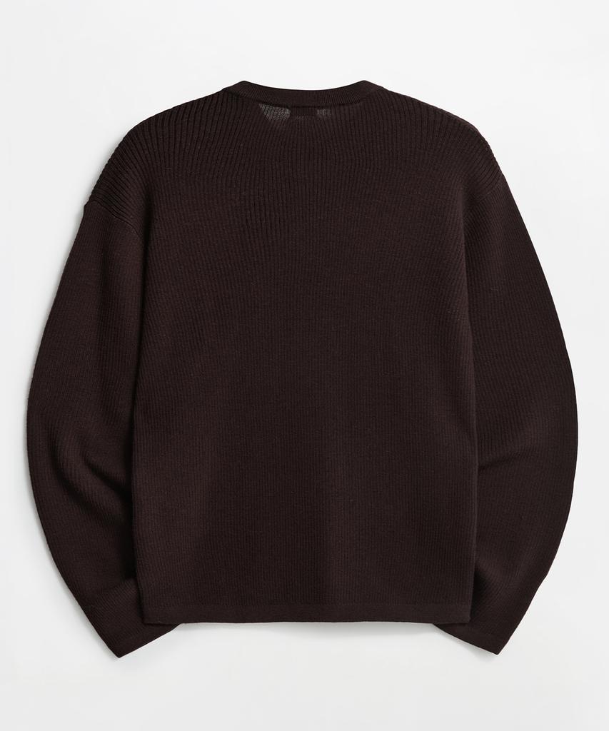 LMOOD Ronnie Merino Wool V-Neck Knit Burgundy Brown