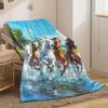 Running Horses Art Digital Print Throw Blanket, Soft Lightweight Warm Bedding Blankets for Bed Sofa Couch Office Travel, 1PC