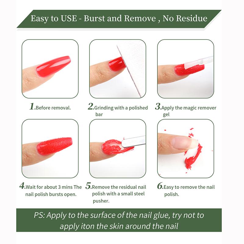 15ml Gel Nail Polish Remover For Nails 3-5 Minutes Easily Quickly Removes Semi Permanent Soak Off UV Gel Polish Burst Gel