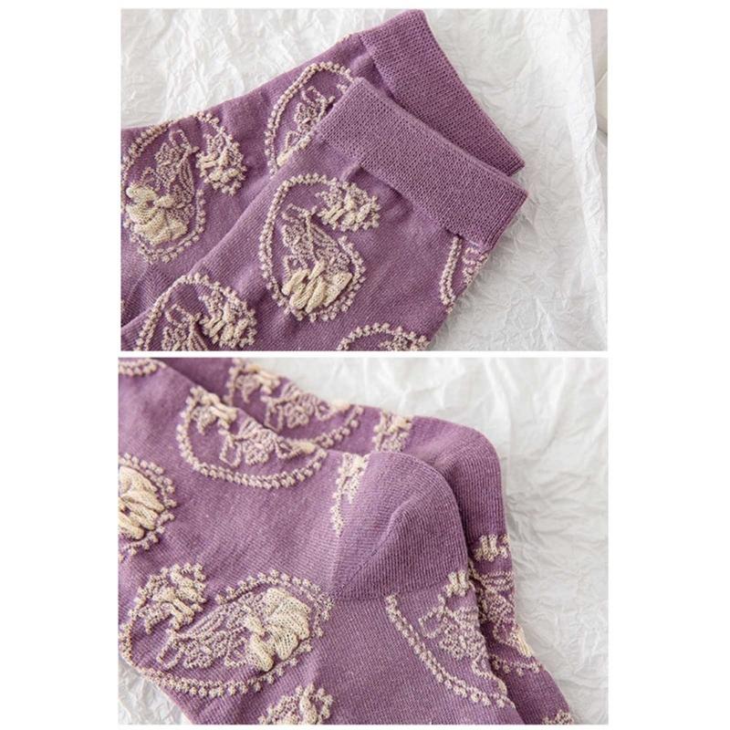 Womens Cotton Socks, 1 Pair Womens Fun Novelty Crew Colorful Patterns Soft Breathable Fashion Casual Socks