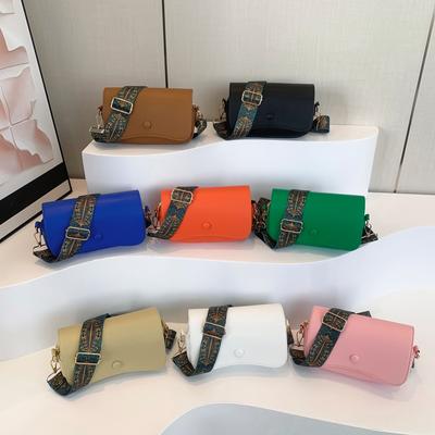 Solid Color Temperament Simple Wide Shoulder Strap Small Bag Spring New Versatile Ins One-shoulder Crossbody Bag Small Square Bag