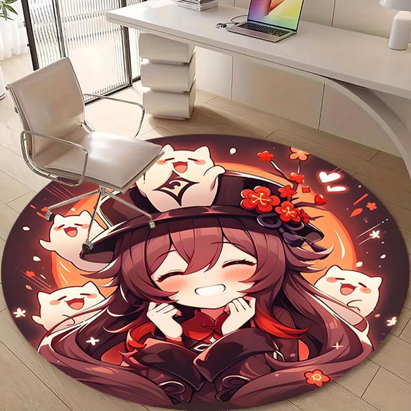 1pc Genshin Impact2 Design Printed Area Round Carpet for Bedroom Living Room Home Decor Rugs Mat Non Slip Mat Rug for Bedside