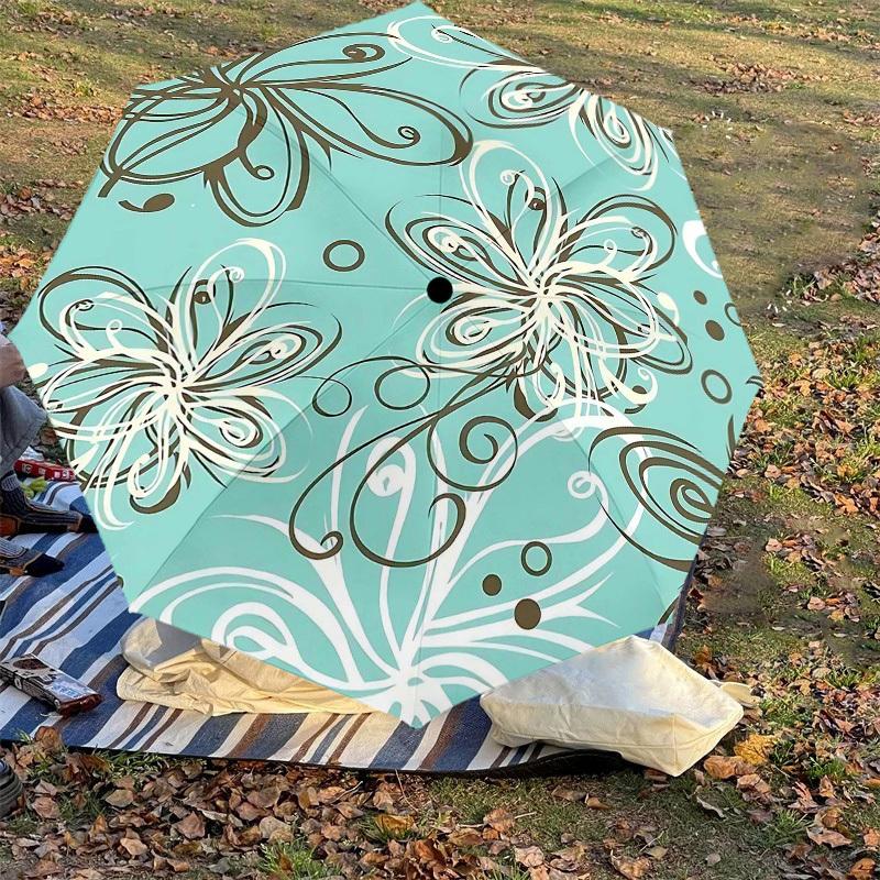 1PC Floral Pattern Umbrella-8-Rib Reinforced Portable Folding Travel Suitable for All Seasons Outdoor Daily Use Is an Ideal Choice -F325