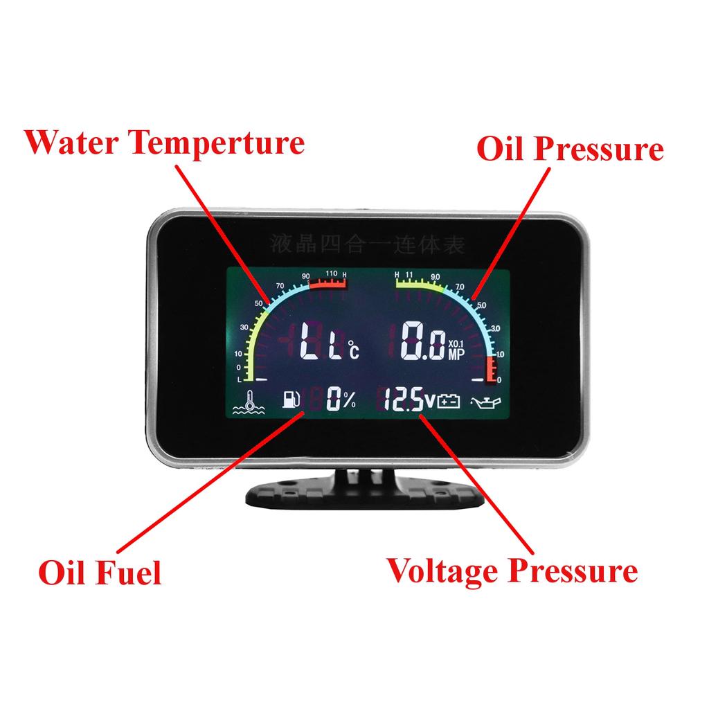 4 In 1 Öldruckanzeige Voltmeter Temperaturanzeige Meter Drucksensor Instrument 4 In 1 Öldruckanzeige Voltmeter Temperaturanzeige Meter Drucksensor Instrument