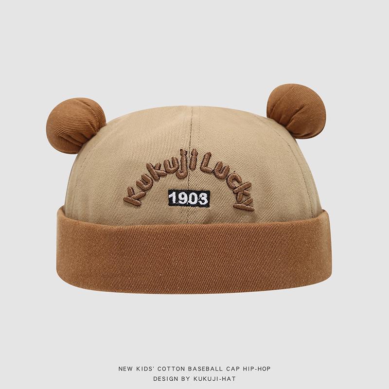 Korean Style Kids' Embroidered Letter Melon Hat – Cute Spring & Autumn Design for Boys & Girls