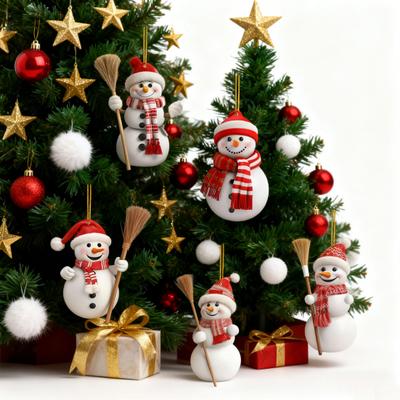 5Pcs Christmas Snowman Ornaments 2D Acrylic Snowman Pendants Cute Cartoon Snowman Decoration