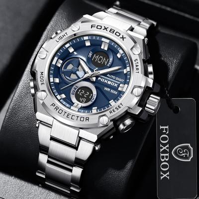 Montres pour hommes d'affaires de luxe Led numérique double temps étanche lumineux en acier inoxydable montres à Quartz