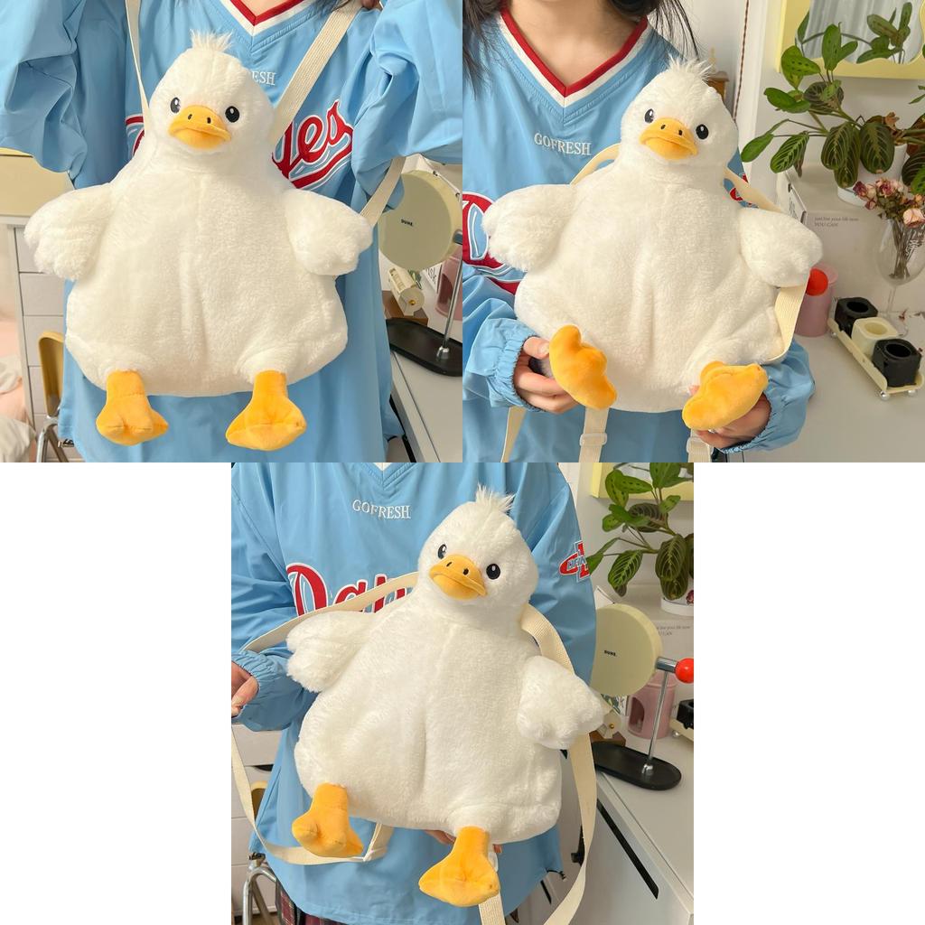 Cartoon Backpack Duck Plush Large Capacity Embroidered Shoulder Bag Students