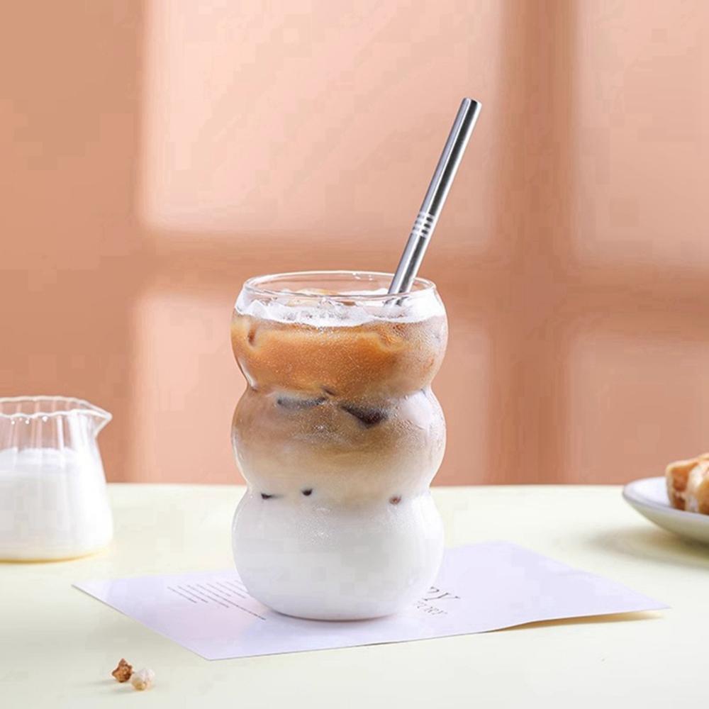 Creative Glass Cups Heat-resistant Tumbler Stripe Simple Transparent Tea Juice Milk Coffee Mug Vintage Drinking Glasses