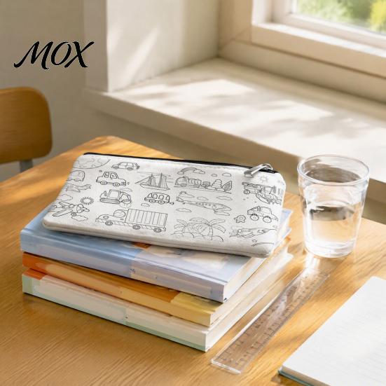 Stationery Organizer Bag DIY Coloring Cartoon Pencil Case, Color Your Own Canvas Pen Zipper Case Bag, Pouch Art Crafts for Students, Kids Holder