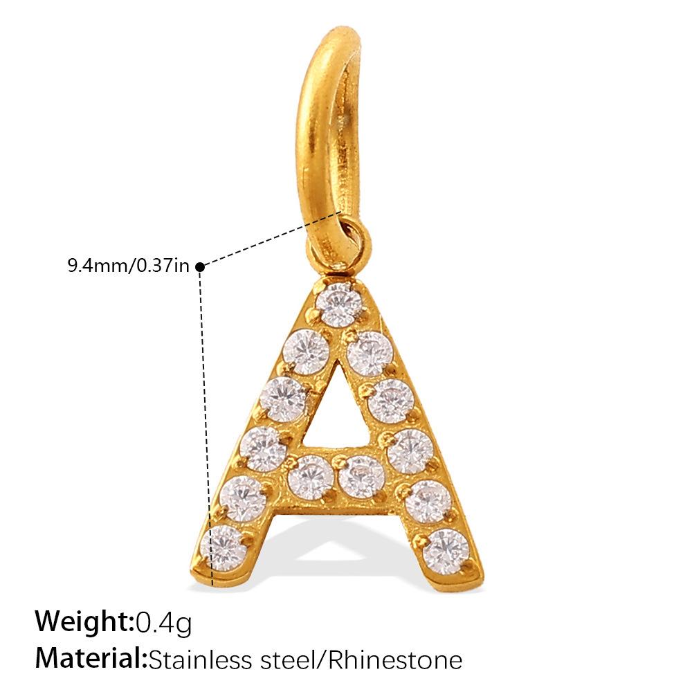 Fashion 26 English Alphabet Diamond Pendant Stainless Steel Gold Plated Versatile Personality Pendant
