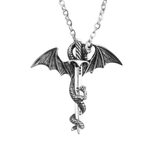 Punk Uomo Glow In The Dark Pendente Spada Drago Collana a Catena Gioielli da Festa Regalo
