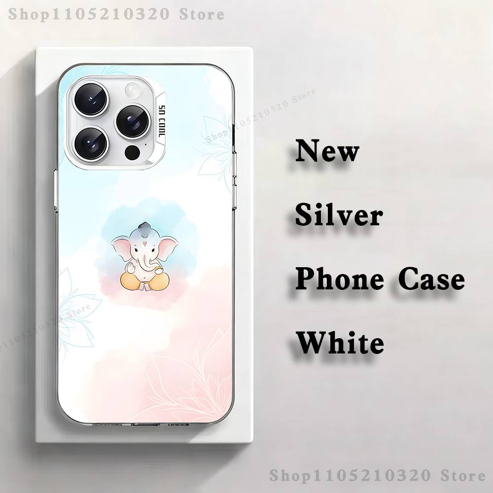 

Ganesh Elephant God Phone Case For iPhone 17,16,15,14,13,12,11,Mini,Pro,E,MAX White Matte Silicone Whtie Cover iPhone16pro