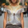 T-shirt da Donna con Stampa 3D Modello Angelo Estivo Moda Scollo a O Manica Corta T-shirt Y2k Harajuku Magliette Top Casual Abbigliamento Femminile