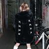2026 Winterbekleidung Damenjacken Harajuku Hasenohren Punk Schwarz Mäntel Verdickt Pelzig Reißverschluss Übergroß Y2k Oberteile Ropa Mujer