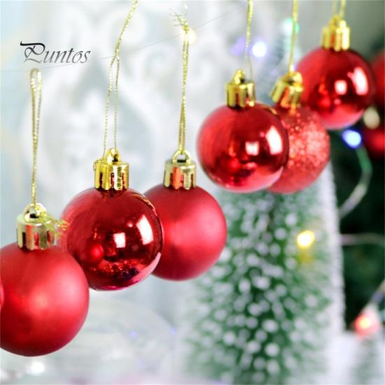 36Pcs 4cm Christmas Tree Color Ball Electroplating Multi Styles Boxed Unbreakable Reusable Scene Layout Plastic Xmas Party Decor Hanging Ball Pendant