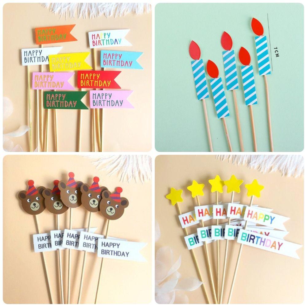 Cute Bear Cake Decoration Happy Birthday Birthday Cake Plugin  Party Supply