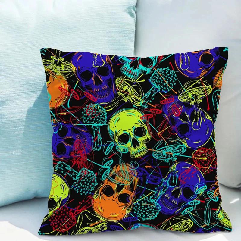 Bed Pillowcases for Pillows Fluorescent Mushroom Cushions Double-sided Printing Pillowcase 45*45 Cushion Covers 45x45 Cover Sofa