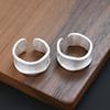 PANJBJ 925 Sterling Silver Frosted Texture Rings for Women Geometry Design Wide Punk Jewelry Party Gift Wholesale