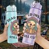 1PC Dead Inside Still Cute Skull 750ml Color Plastic Sports Water Bottle Leakproof Flip Straw Lid Suitable for Sports Office Home Use