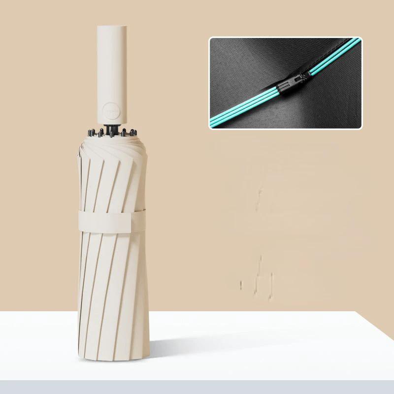 New Buckle Umbrella, Fully Automatic, Portable, Enlarged, Thickened, Reinforced, Night Light, Reverse Folding