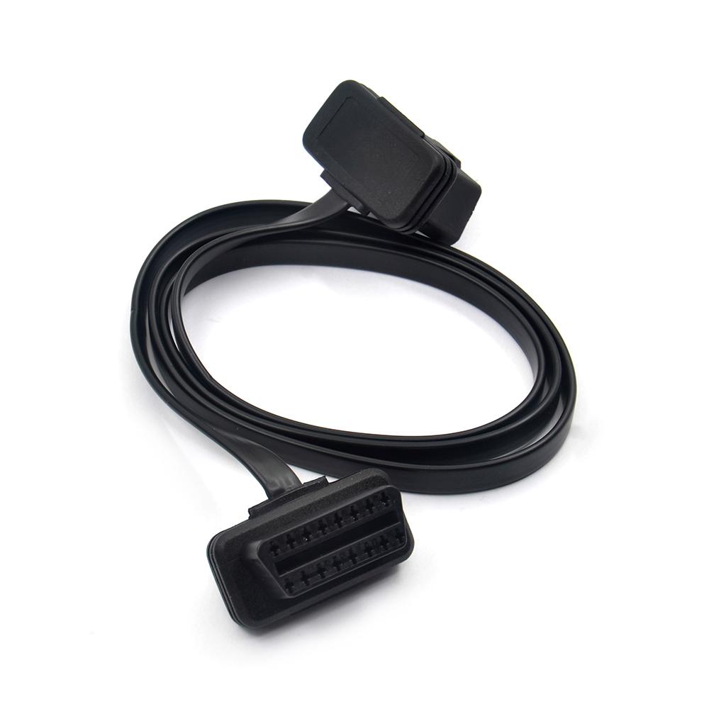 Dual Female Y Splitter Elbow 16Pin OBD 2 Extender ODB OBD2 Cable 16 Pin Male To Female Flat Noodle OBD2 Extension Cable