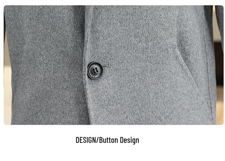 Men's 2024 Autumn/Winter Slim Fit Wool Tweed Coat - Korean Style Mid-Length Trench with Velvet Lining