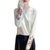 Women's Autumn Retro Embroidery Jacquard Shirt: Long-Sleeve, Round Neck Pullover