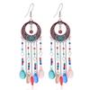 Bohemian long fringed earrings retro medium enamel color beaded niche design earrings women