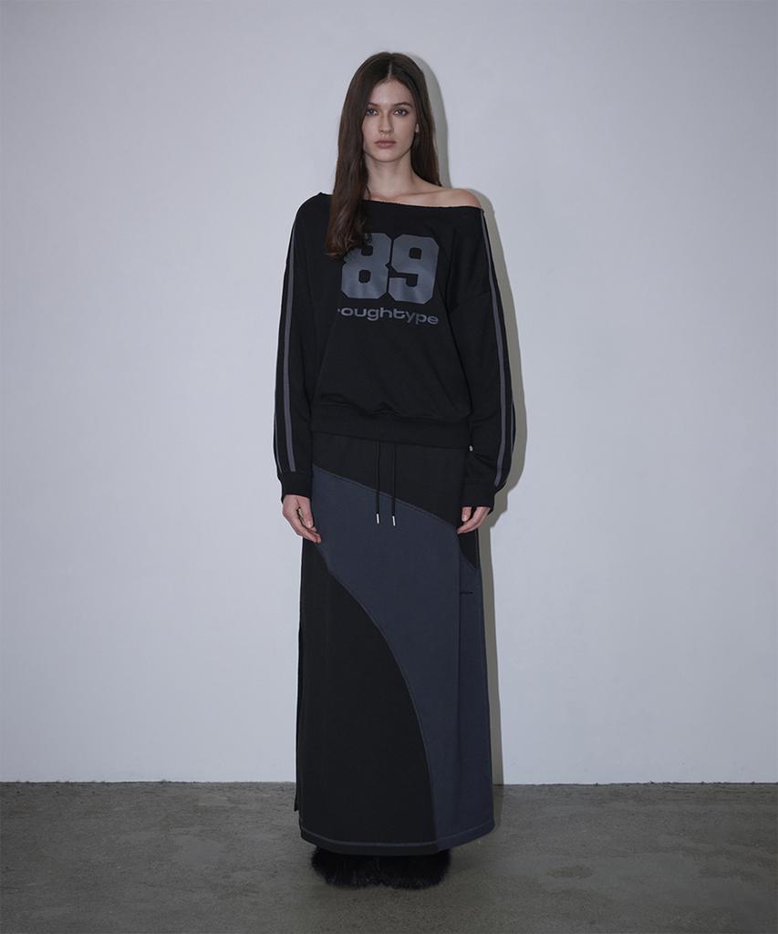 ROUGHTYPE Trackline Off-Shoulder Sweatshirt - Black