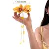 Yellow Fabric Flower Hairpins For Women Glass Beads Petal Tassel Spring Clips Sweet Romantic Barrettes Holiday Hair Accessories