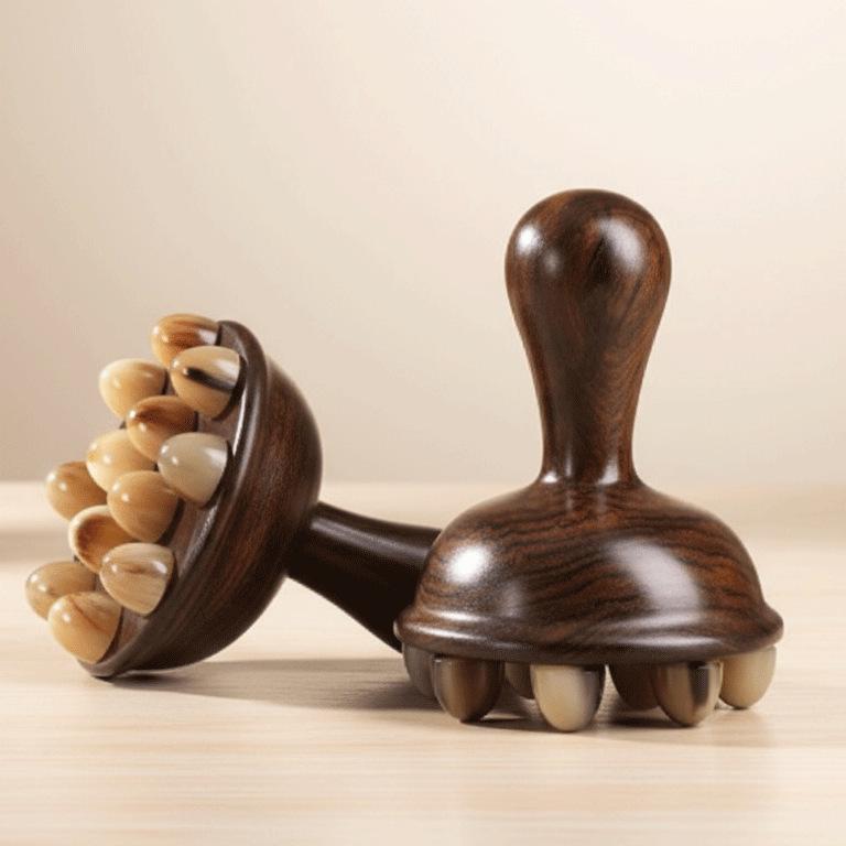 Ebony Buffalo Horn Meridian Massage Brush for Stomach & Legs – Universal Gua Sha Tool