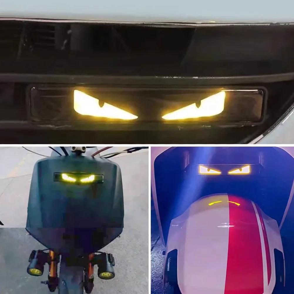 1Pair Car Front Grille LED Demon Eye Light for The Car Tailboard Badge Illuminated Decal Emblem Auto Headlight DIY Decoration