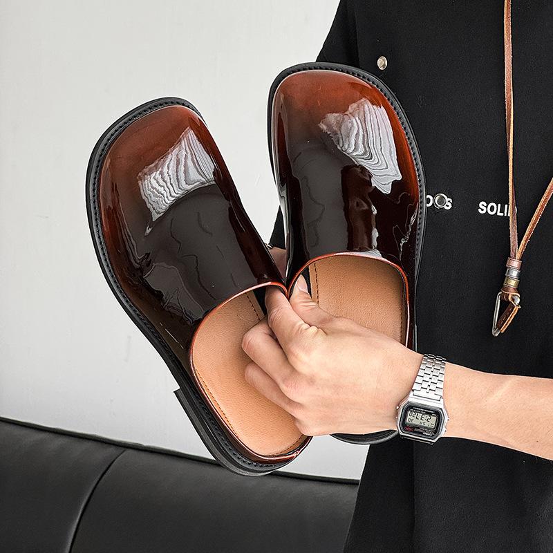 Korean version 2025 fashion retro thick heel bag head half slippers spring and summer French evening wind lazy muller single shoes