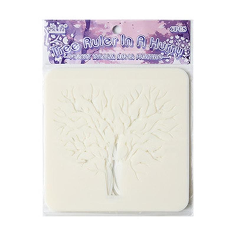

6 Pcs Tree Stencils for Painting Cartoon Leaf Stencils Scrapbook Journal Stencils Hollow Out Drawing Stencils