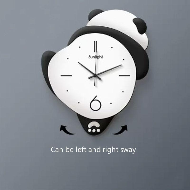 Creative Panda Clock Can Swing Silent Mute Wall Hanging Clock Watch Coffee Living Room Children's Room Decorative Clock