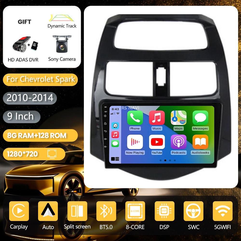 Autoradio stéréo Android 16 pour Chevrolet Spark 2010 2011-2014 avec DSP, CarPlay sans fil, Plug and Play