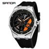 SANDA Men's Waterproof Luminous Polygonal Quartz Watch with 3D Rotating Dial and Silicone Band