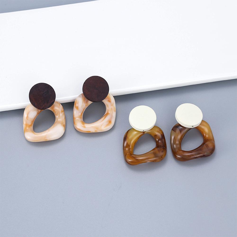 Women Wood Resin Earrings Retro Style All Matching Earrings