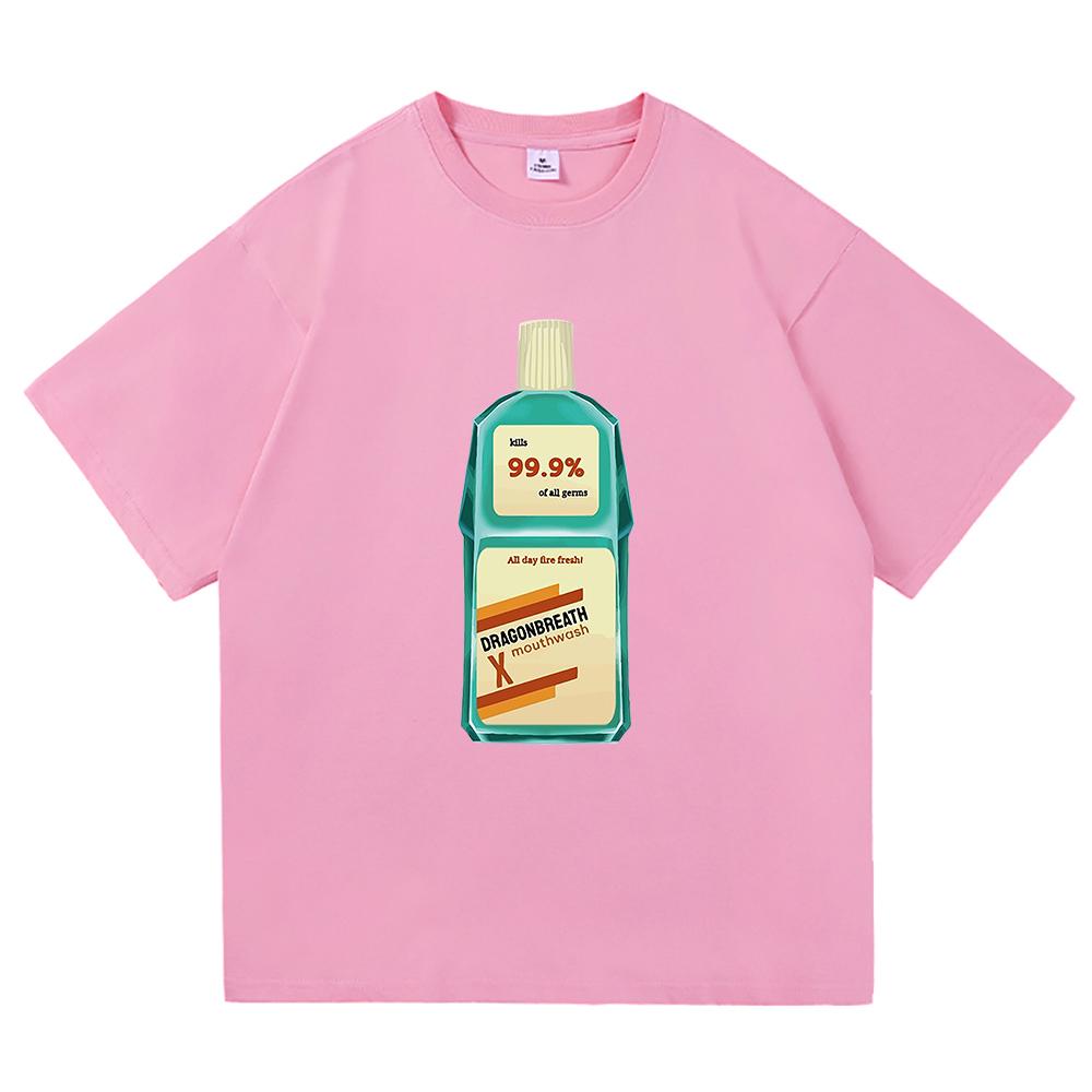 Camiseta Dragon Breath Mouthwashing 2024 Roupas Masculinas de Anime Camisetas Harajuku Unissex Camisetas de Alta Qualidade Roupas Gráficas de Algodão