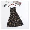Dámský špagetový pásek s vysokým pasem, mini květinové šaty s potiskem letní plisované dámské šaty bez ramínek