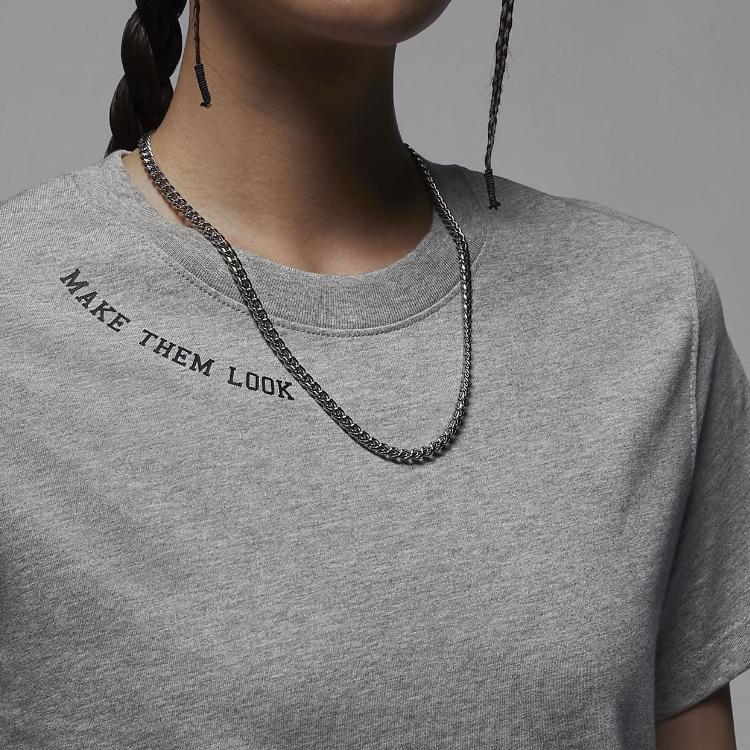 Jordan Alphabet Logo Print Casual Sport Round Neck Short Sleeve T-Shirt Women Tops Dark-Grey FD0103-063