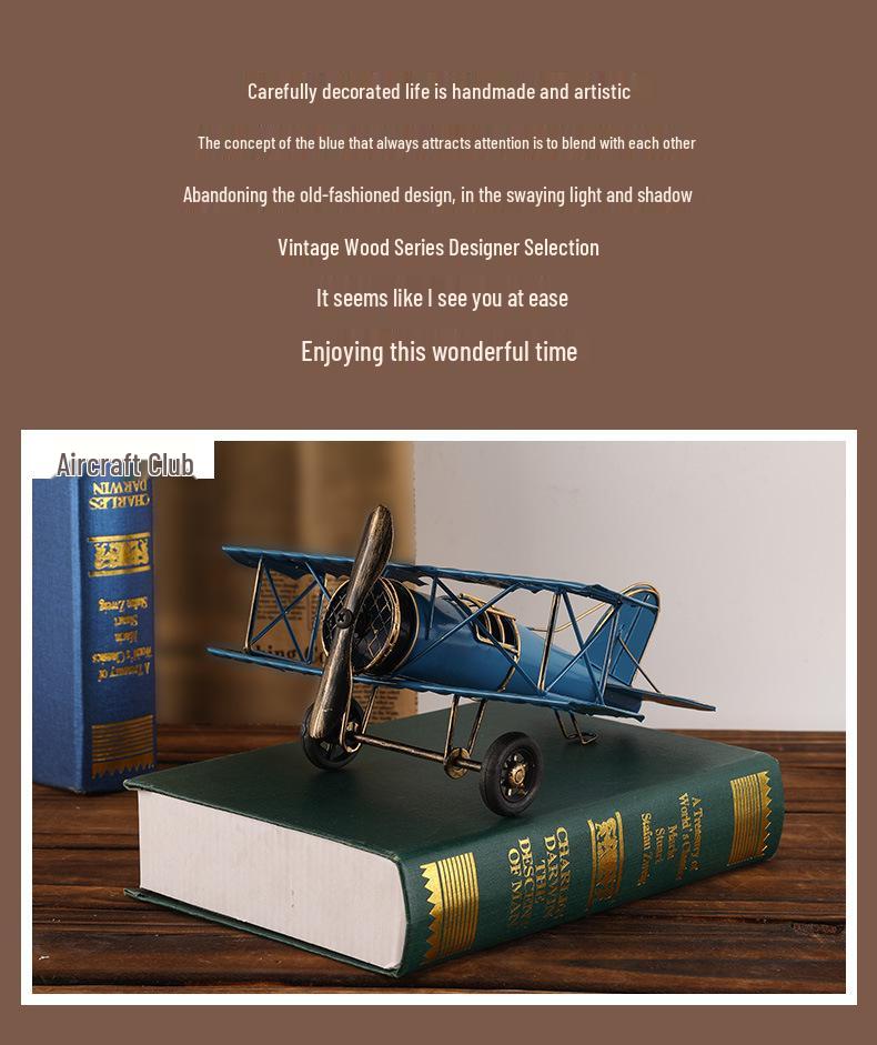 Creative Retro WWII Iron Airplane Model Ornament for Office Decor