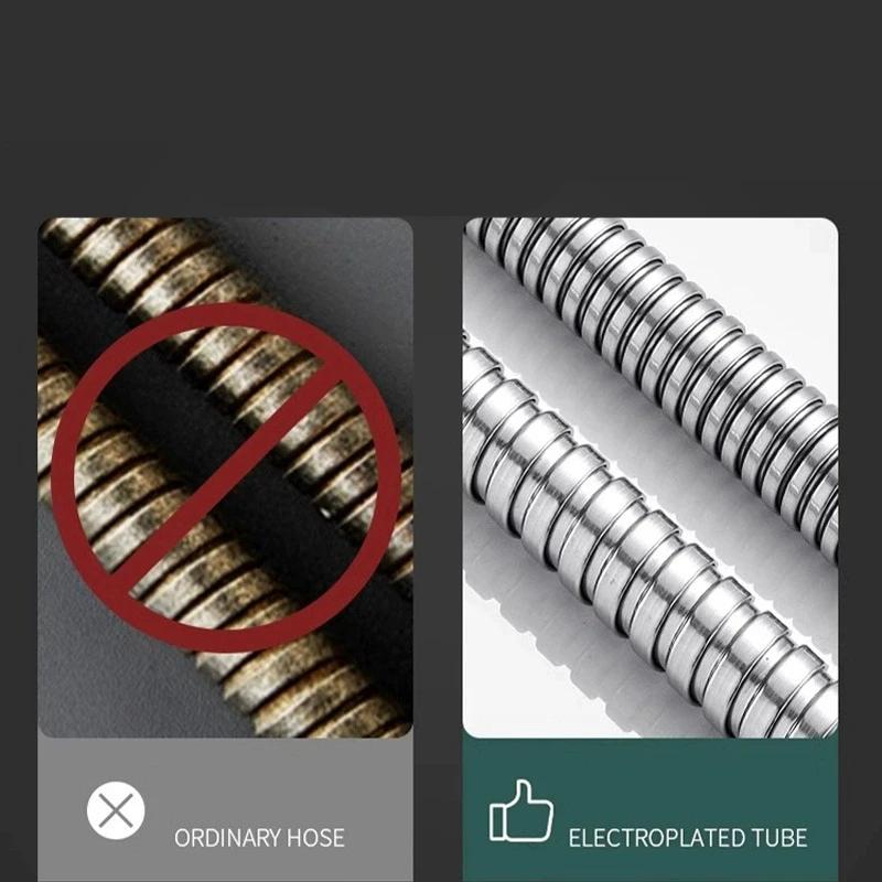 1/2" Edelstahl-Duschschlauch 1,5/2M Silber Explosionsgeschützter Sanitärschlauch für Duschkopf, Regenbrause und Badarmatur