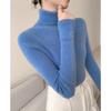 Women's Slim-Fit Ribbed Cashmere Sweater - Solid Color, High-Neck, Knitted Top for Autumn/Winter