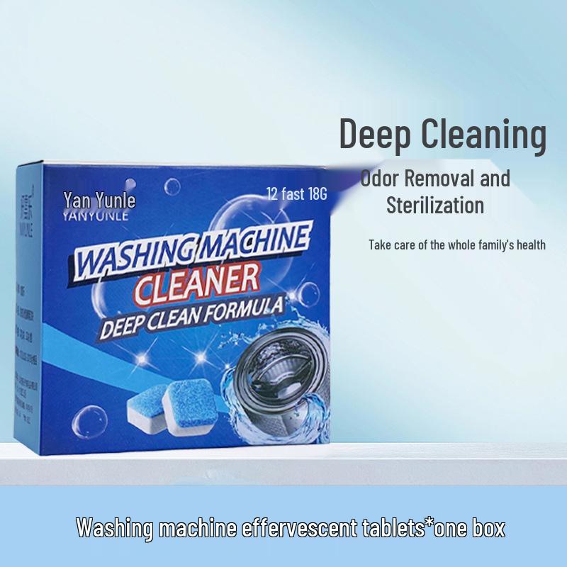

Упаковка из 12 шипучих таблеток для очистки стиральной машины: Очищает, Дезинфицирует, Удаляет накипь.