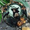 2D Flat Acrylic Vintage Witch Halloween Wall Decor - Window Pendant with Raven and Pumpkin Design, Home Garden Party Decor, for Halloween Christmas