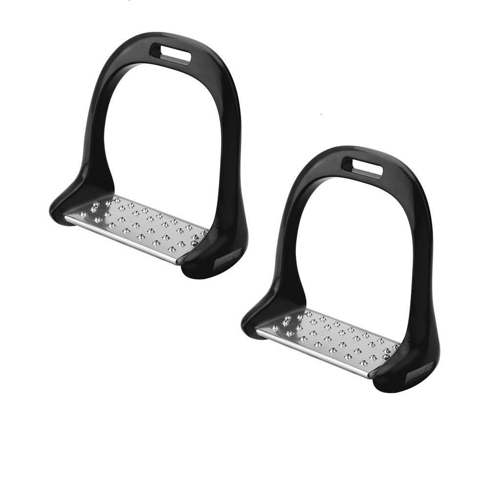 Horse Riding Stirrup Stainless Steel NonSlip Pad Equestrian Aluminum Saddle With Painting Black