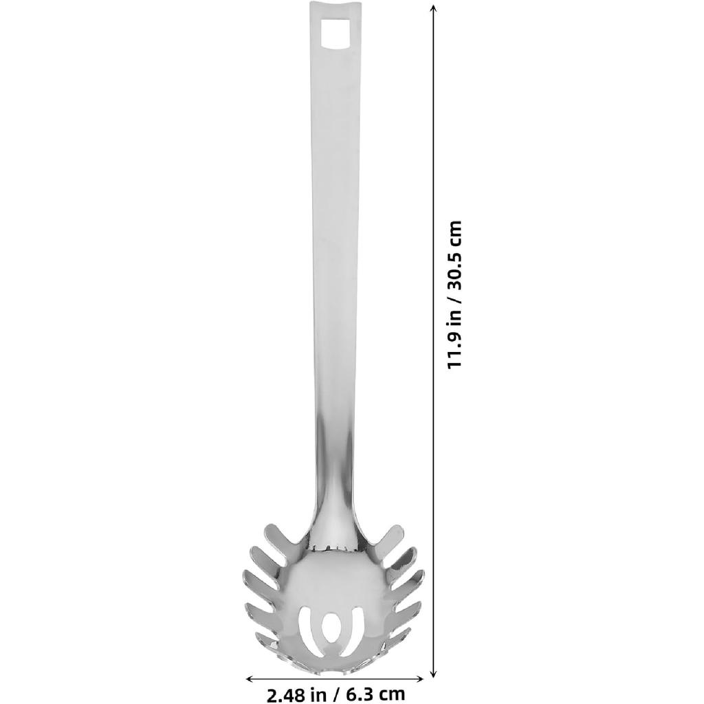 Stainless Steel Spaghetti Spoon Pasta Server with Ergonomic Handle Noodle Strainer and Pasta Scoop Utensil for Home and Restaurant Use