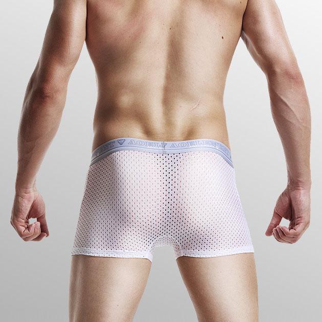 Breathable Youth Thin Men's Underpants, Shorts, Mesh Men's Boxers, Sports Ice Silk Hollow Out Summer Boxers